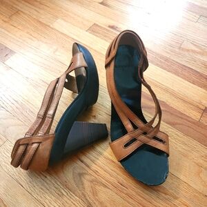 Givenchy Brown Leather Wooden Soled Sandals - size 5.5